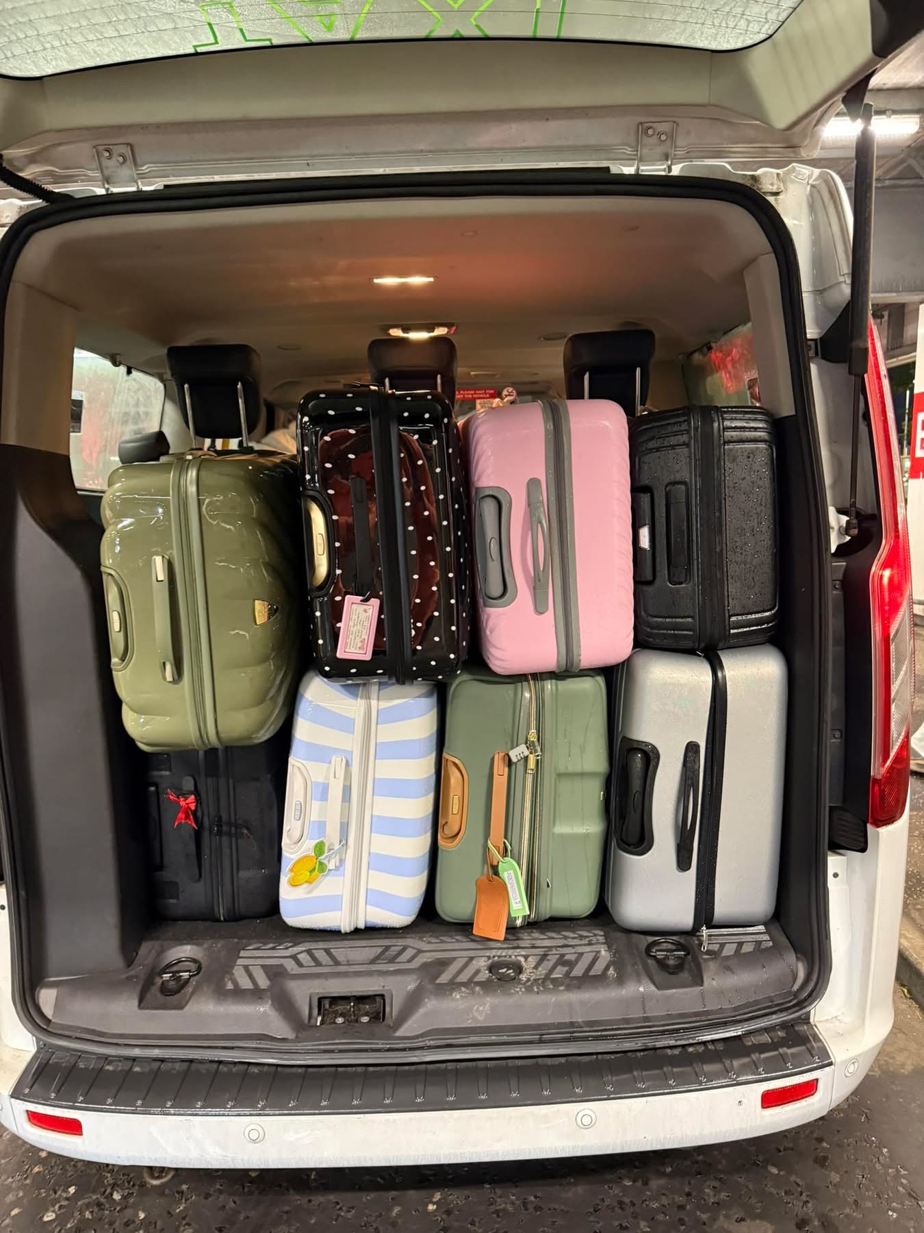 Luggage loaded into the rear of the ASO Travel Ford Tourneo Custom FX8 Voyager